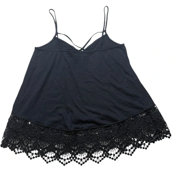 Express Black Tank Top XS Crochet Knit Trim - Picture 3 of 4